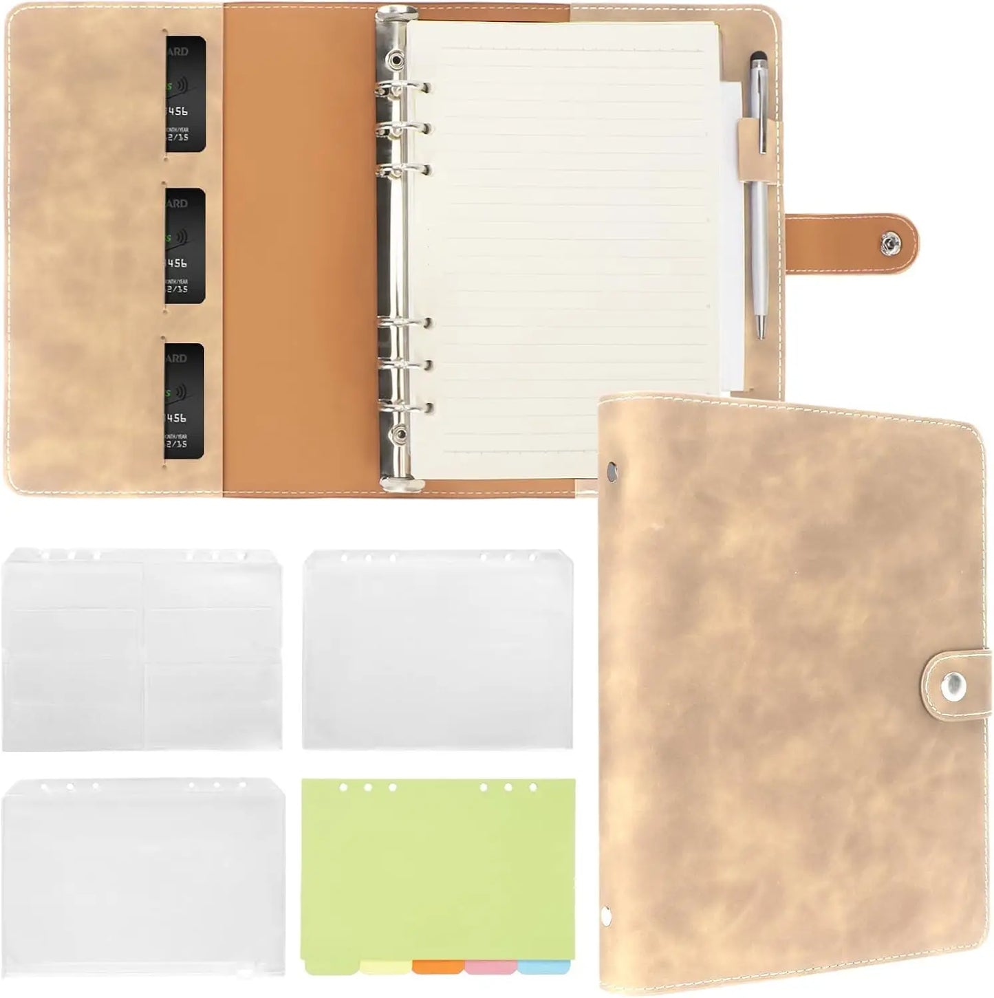 A5 6-Ring Binder Notebook – Refillable Planner with Pockets & Dividers