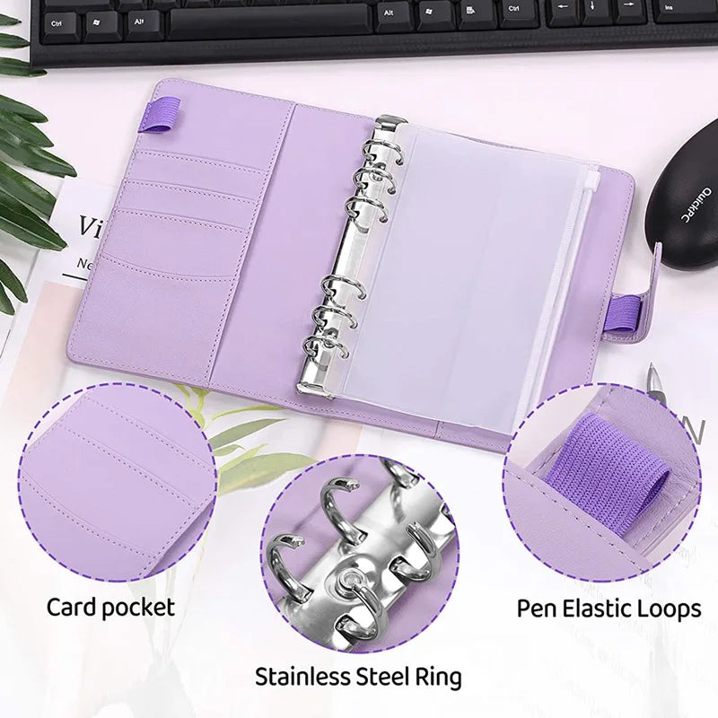 A6 Leather Budget Binder Notebook