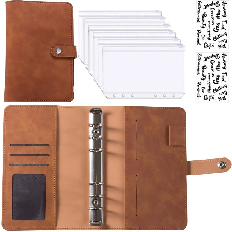 A6 Leather Budget Binder Notebook