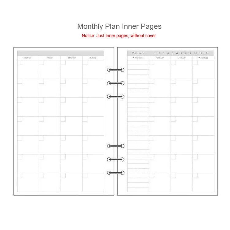 2025 Transparent Loose-Leaf Binder Notebook – A7/A6/A5 Diary Planner with Inner Core