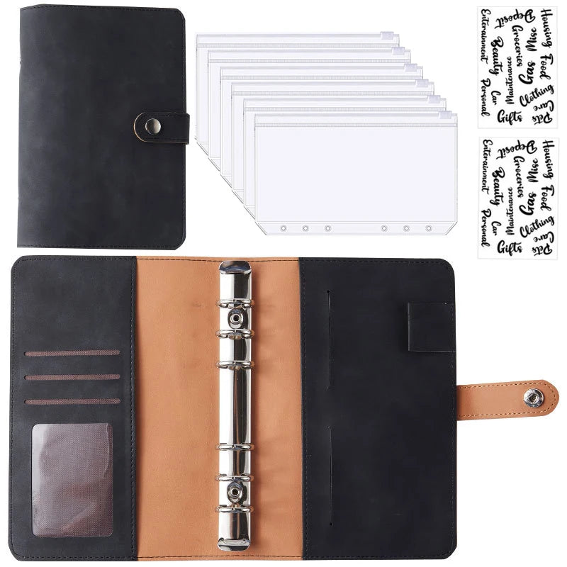 A6 Leather Budget Binder Notebook