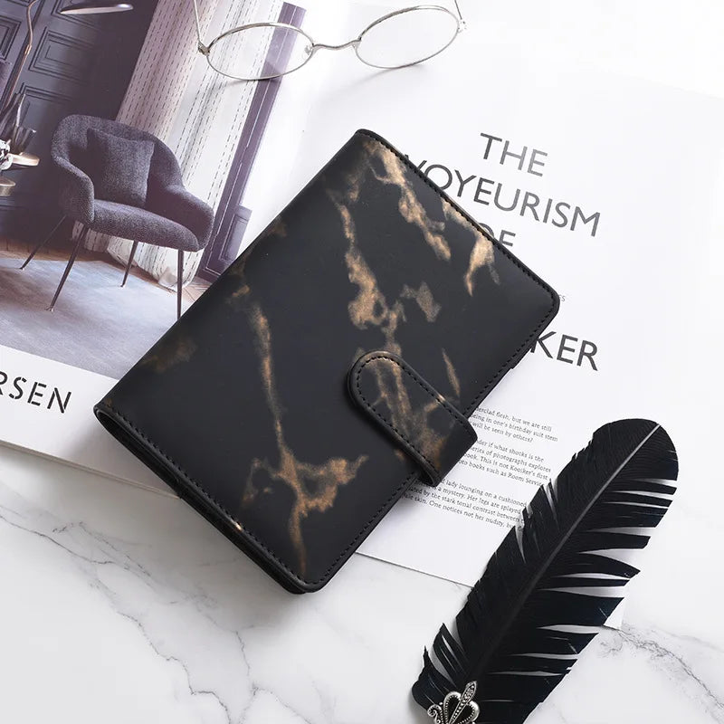 A5/A6 Marble Binder Cover – White & Black DIY Diary, Agenda, Planner Paper Cover