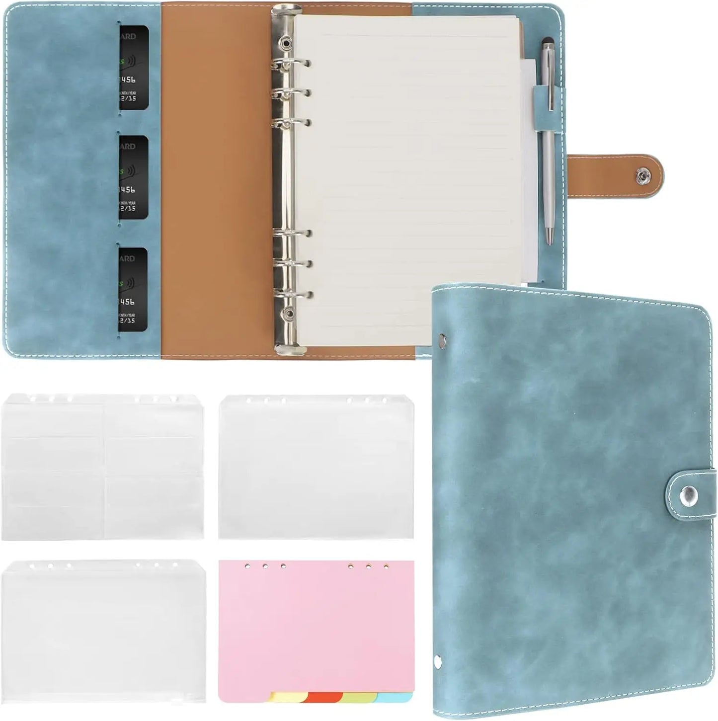 A5 6-Ring Binder Notebook – Refillable Planner with Pockets & Dividers