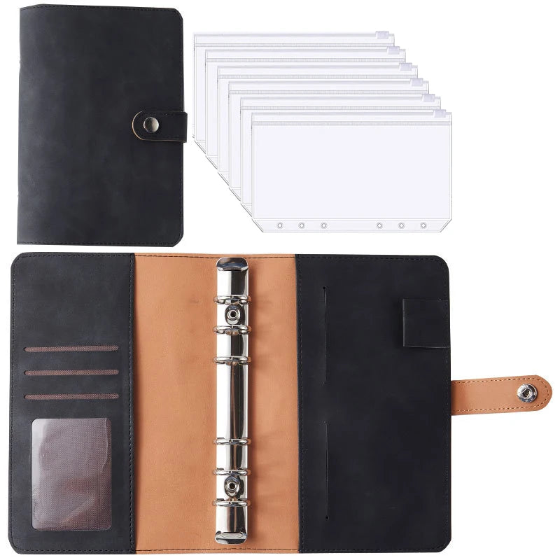 A6 Leather Budget Binder Notebook