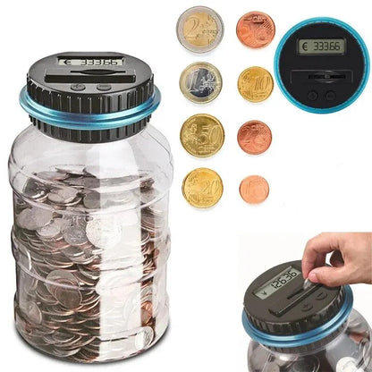 Electronic Piggy Bank Coin Counter – Digital LCD Money Saving Jar for USD/EURO