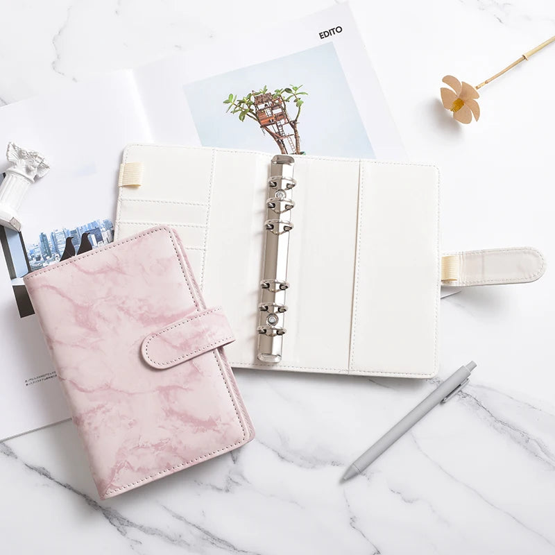 A5/A6 Marble Binder Cover – White & Black DIY Diary, Agenda, Planner Paper Cover