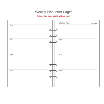 2025 Transparent Loose-Leaf Binder Notebook – A7/A6/A5 Diary Planner with Inner Core