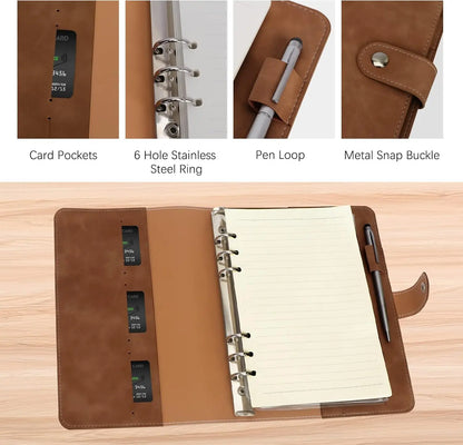 A5 6-Ring Binder Notebook – Refillable Planner with Pockets & Dividers