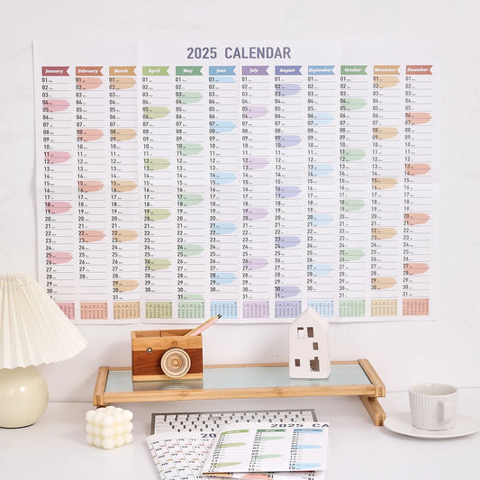 2025 Colorful Large Paper Wall Calendar – With Stickers, Tapes, and Year Planner