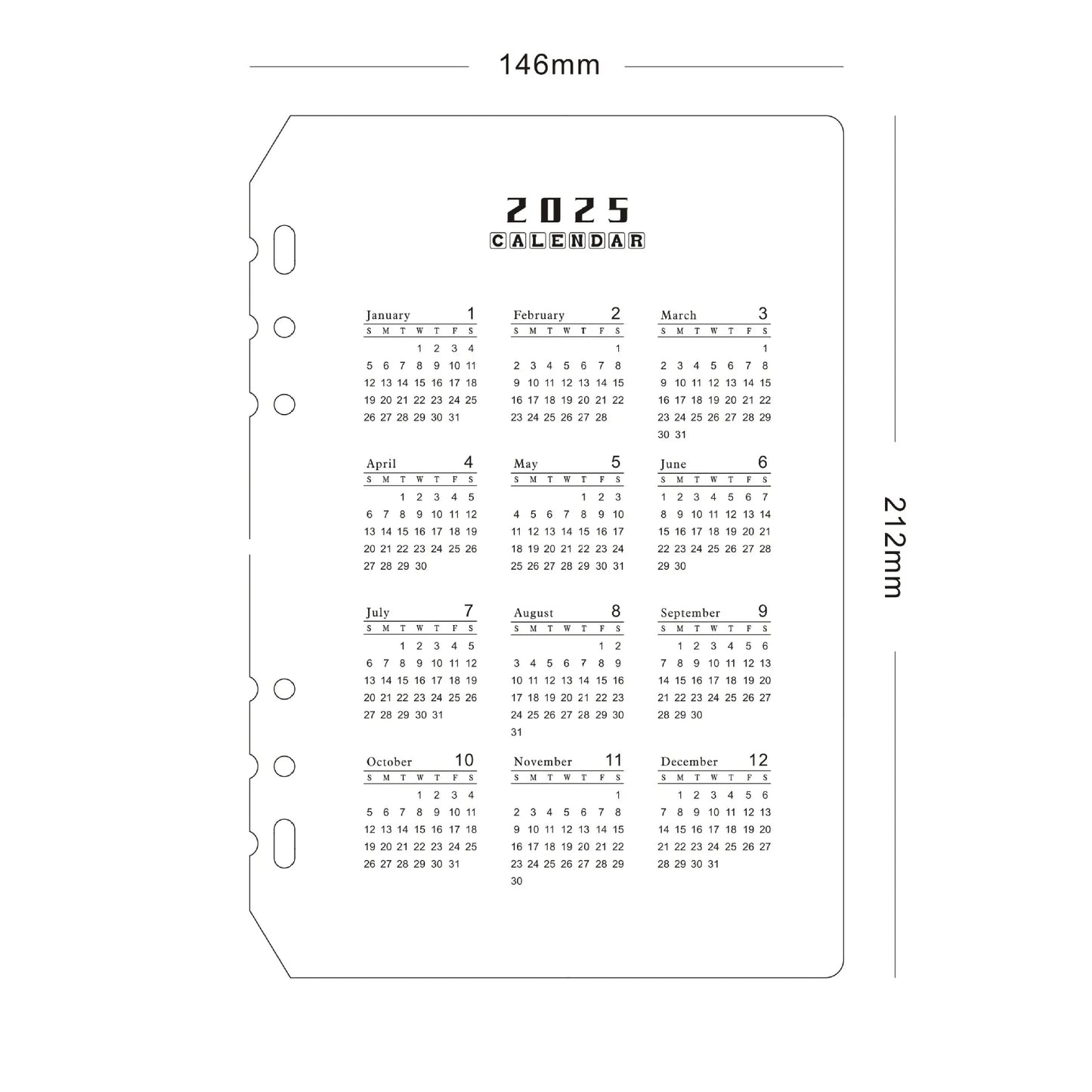 2025 Transparent Loose-Leaf Binder Notebook – A7/A6/A5 Diary Planner with Inner Core