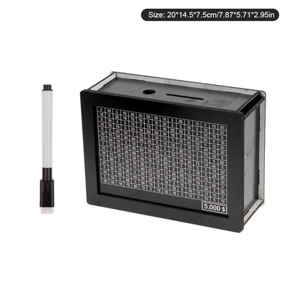 Black Reusable Piggy Bank with Money Goal Counter – DIY Savings Box for Building Saving Habits