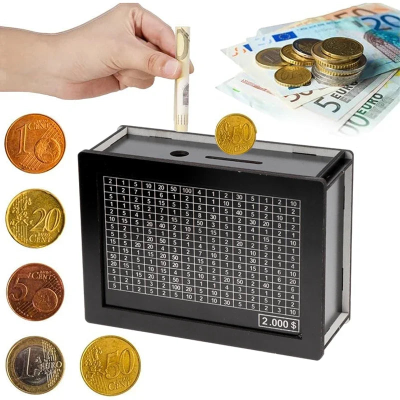 Black Reusable Piggy Bank with Money Goal Counter – DIY Savings Box for Building Saving Habits