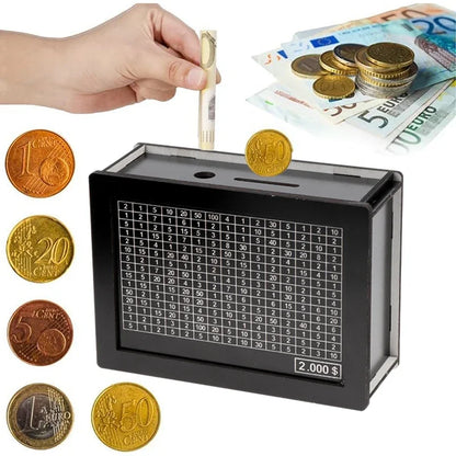 Black Reusable Piggy Bank with Money Goal Counter – DIY Savings Box for Building Saving Habits