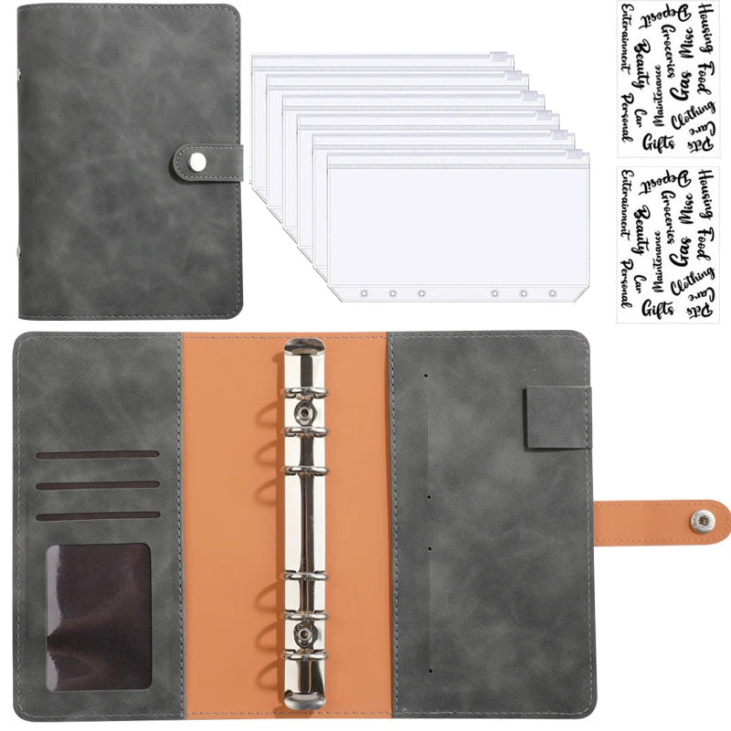 A6 Leather Budget Binder Notebook
