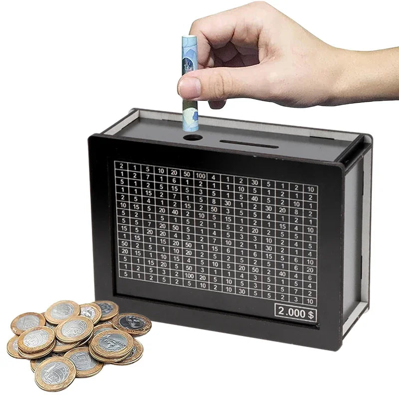 Black Reusable Piggy Bank with Money Goal Counter – DIY Savings Box for Building Saving Habits